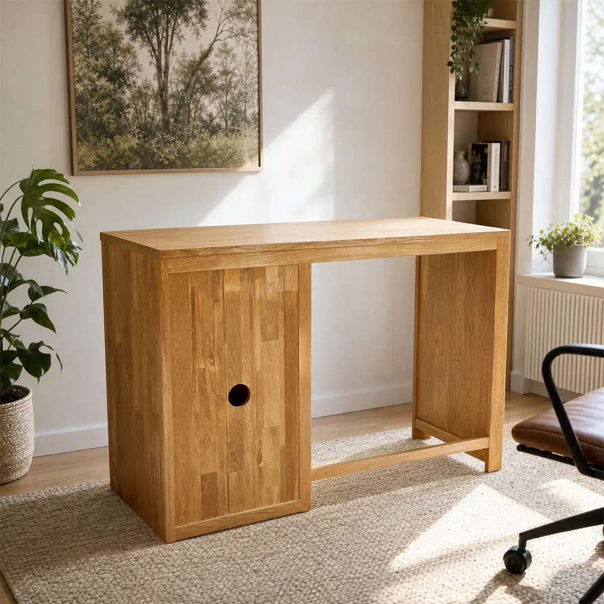 Rear view showing cable management hole